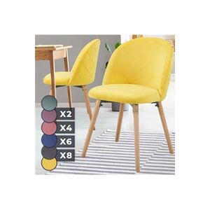 Miadomodo Chaise de Salle à Manger en Velours - Lot de 2, Pieds en Bois Hêtre, Style Moderne, Jaune - Chaise Scandinave pour Salon, Chambre, Cuisine, Bureau - Publicité