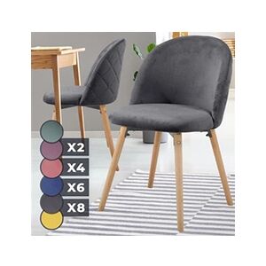 Miadomodo Chaise de Salle à Manger en Velours - Lot de 2, Pieds en Bois Hêtre, Style Moderne, Gris Foncé - Chaise Scandinave pour Salon, Chambre, Cuisine, - Publicité