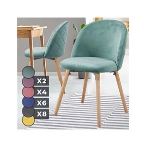 Miadomodo Chaise de Salle à Manger en Velours - Lot de 2, Pieds en Bois Hêtre, Style Moderne, Vert Menthe - Chaise Scandinave pour Salon, Chambre, Cuisine, - Publicité