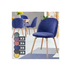 Miadomodo Chaise de Salle à Manger en Velours - Lot de 4, Pieds en Bois Hêtre, Style Moderne, Bleu - Chaise Scandinave pour Salon, Chambre, Cuisine, Bureau - Publicité