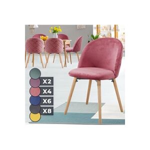 Miadomodo Chaise de Salle à Manger en Velours - Lot de 6, Pieds en Bois Hêtre, Style Moderne, Rose - Chaise Scandinave pour Salon, Chambre, Cuisine, Bureau - Publicité