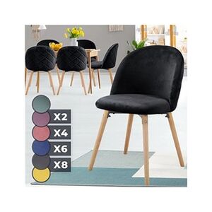 Miadomodo Chaise de Salle à Manger en Velours - Lot de 6, Pieds en Bois Hêtre, Style Moderne, Noir - Chaise Scandinave pour Salon, Chambre, Cuisine, Bureau - Publicité