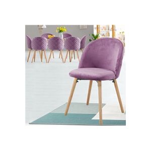 Miadomodo Chaise de Salle à Manger en Velours - Lot de 8, Pieds en Bois Hêtre, Style Moderne, Violet - Chaise Scandinave pour Salon, Chambre, Cuisine, Bureau - Publicité