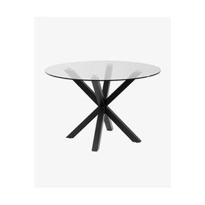 Pegane Table ronde en verre et acier coloris noir- diamètre 119 x hauteur 76 cm - - - Publicité