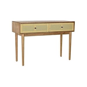 Pegane Console Meuble console en bois de sapin coloris marron et rotin naturel - Longueur 112 x Profondeur 38 x Hauteur 75 cm - - - Publicité