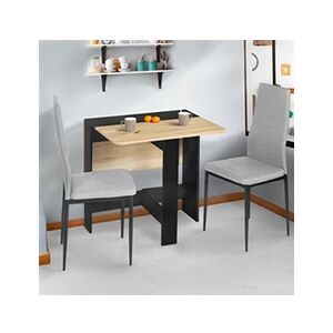 ID Market Table console pliable EDI 2-4 personnes bois noir plateau façon hêtre 103 x 76 cm - Publicité