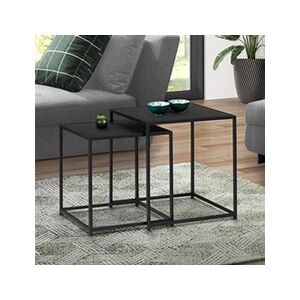 ID Market Lot de 2 tables basses gigognes DAVIS 40/45 en métal noir mat design industriel - Publicité