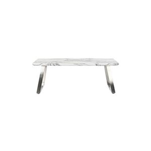Pegane Table basse rectangulaire en MDF et acier coloris blanc / argente - longueur 120 x profondeur 60 x hauteur 44 cm -- - Publicité
