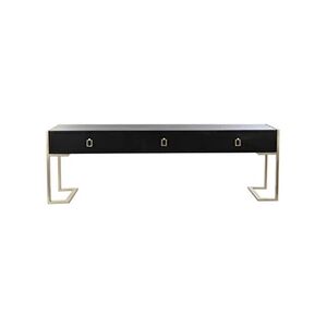 Pegane Table basse en bois et metal coloris noir / dore - longueur 150 x profondeur 36 x hauteur 48 cm -- - Publicité