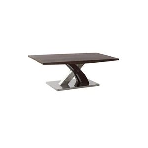 Pegane Table basse en bois et acier coloris marron / argente - longueur 120 x profondeur 60 x hauteur 43 cm -- - Publicité