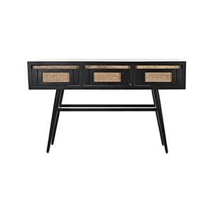 Pegane Console Table en bois de manguier noir et rotin naturel - Longueur 125 x Profondeur 40 x Hauteur 76 cm -- - Publicité