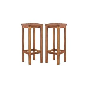 Helloshop26 Lot de deux tabourets de bar design chaise siège bois d'acacia solide 1202048 - Publicité