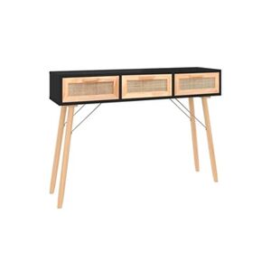 VIDAXL Table console Noir 105x30x75 cm Bois massif pin /rotin naturel - Publicité