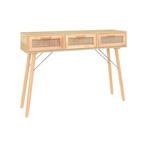 VIDAXL Table console Marron 105x30x75cm Bois massif pin /rotin naturel - Publicité