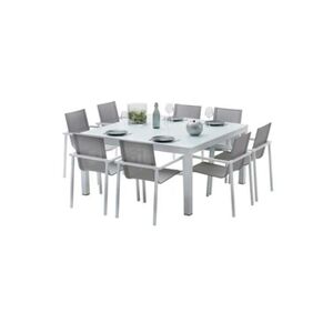 GENERIQUE Ensemble table et chaises de jardin extensibles CARRE WHITESTAR 8 PLACES Wilsa - Publicité