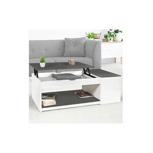 ID Market Table basse plateau relevable elea avec coffre bois blanc et gris - Publicité