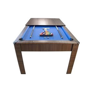 Play4fun Billard Américain HARMONY 6Ft - 206,5 x 116,5 x 80 cm avec accessoires et plateau dînatoire - Couleur Chêne - Bleu - Publicité