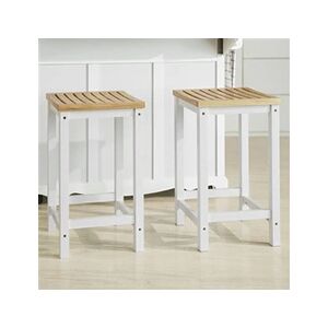 SoBuy FST29-WNx2 Lot de 2 Chaises Tabourets de Cuisine en Bois avec Repose-Pieds - Publicité