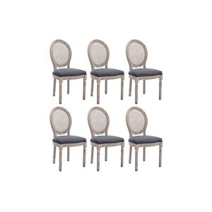 Vente-Unique.com Lot de 6 chaises - Cannage, velours et bois d'hévéa - Gris - ANTOINETTE - Publicité