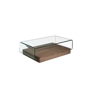 Angel Cerda Table basse courbée en verre et bois 2004C, 120 x 70 x 33 cm. - - Publicité