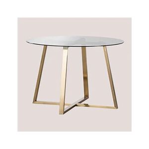 SKLUM Table Ronde en Verre et Acier (110 cm) Salyms Gris Fumé 74,5 cm - Publicité