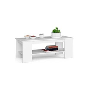 Akord Table à café table basse KAMI Blanche 120 cm couleur Blanc 120x50x45 cm - Publicité