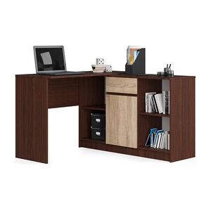 Akord Ensemble d'angle bureau B17 avec commode Wengé 120 cm 1 porte 1 tiroir façade Chêne Sonoma 6 étagères 120x126x79 cm - Publicité