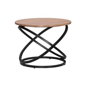 HOMCOM Table basse ronde design industriel néo-rétro Ø 60 X 46H cm acier anneaux noir aspect chêne clair - Publicité
