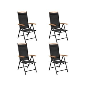 VIDAXL Chaises de jardin pliables 4 pcs aluminium et textilène noir - Publicité