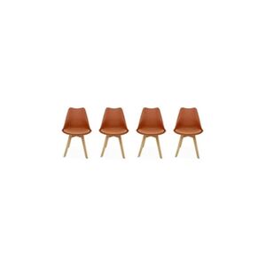 Sweeek Lot de 4 chaises scandinaves pieds bois de hêtre chaises 1 place terracotta - Publicité
