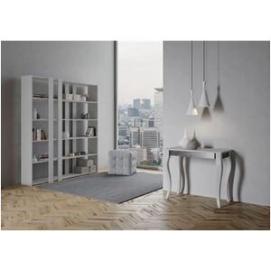 Itamoby Console extensible 90x40/196 cm Olanda Iron Small Frêne Blanc cadre Gris - - Publicité