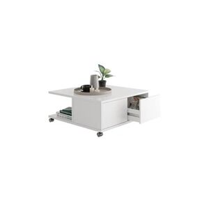 Maison et Styles Table basse carrée 70 cm avec 2 tiroirs blanc - Publicité