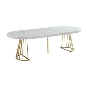 Vente-Unique.com Table à manger extensible 2 à 12 couverts en MDF et acier - Effet marbre blanc et doré - FIRELA - Publicité