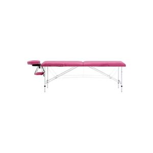 VIDAXL Table de massage pliable 2 zones Aluminium Rose - Publicité