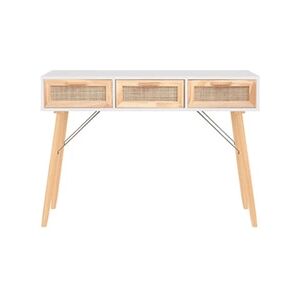 VIDAXL Table console Blanc 105x30x75 cm Bois massif pin /rotin naturel - Publicité