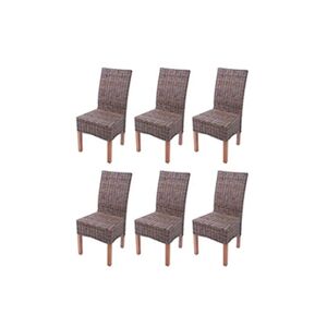 Mendler Lot de 6 chaises M44 salle à manger, rotin kubu/bois, 47x52x97cm - Publicité
