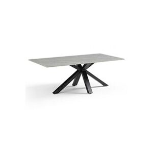 Meubletmoi Table basse 120x60 cm céramique gris marbré pied croix - ARIZONA 04 - Publicité