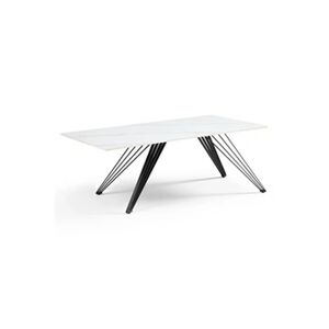 Meubletmoi Table basse 120x60 cm céramique blanc marbré pieds filaires - NEVADA 01 - Publicité