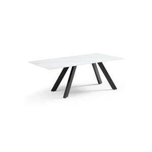Meubletmoi Table basse 120x60 cm céramique blanc marbré pieds inclinés - NEVADA 08 - Publicité