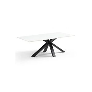 Meubletmoi Table basse 120x60 cm céramique blanc pied croix - OREGON 04 - Publicité