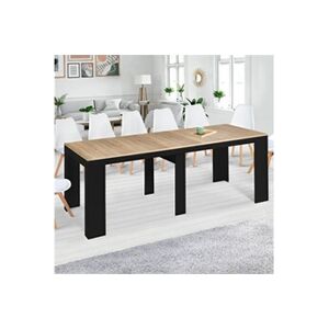 ID Market Table console extensible ORLANDO 14 personnes 300 cm bois noir et façon hêtre - Publicité