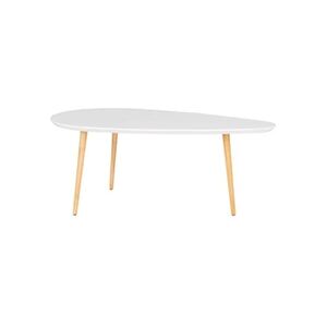 Altobuy BEANNY - Table Basse Grand Modèle Forme Ovale Plateau MDF Blanc Pieds en Hévéa Naturel - - Publicité