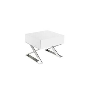 Angel Cerda Table de chevet en bois blanc et acier 7007C, 50 x 48 x 38 cm. - - Publicité