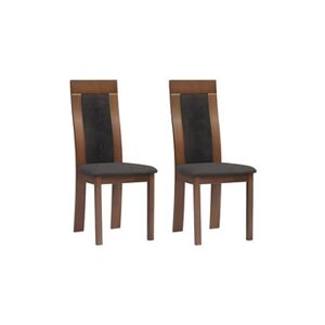 Vente-Unique Lot de 2 chaises BELINDA - Hêtre et tissu - Coloris : Noyer et anthracite - Publicité
