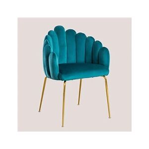 SKLUM Lot de 4 chaises de salle à manger en velours Markina Bleu Turquoise Intense 85,5 cm - Publicité