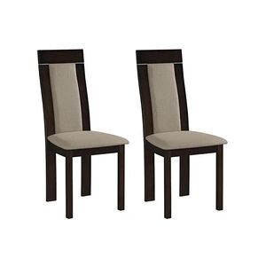 Vente-Unique Lot de 2 chaises BELINDA - Hêtre et tissu - Coloris : Noyer et Beige - Publicité