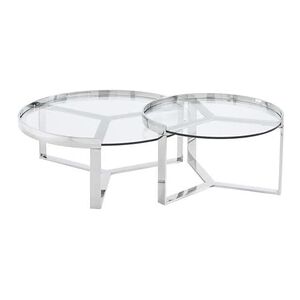 GENERIQUE Tables basses gigognes en verre trempé et acier inoxydable - Transparent et Chromé - ZERILA de Maison Céphy - Publicité