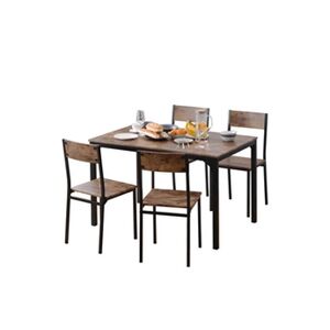 GENERIQUE Table à manger - 4 chaises - Vintage Marron - Longueur 108 cm - Publicité
