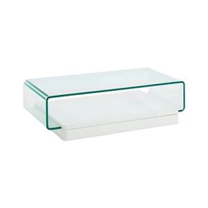 Vente-Unique Table basse GLOSSIE - Verre courbé & MDF laqué blanc - Publicité