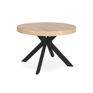 Non renseigné Table ronde extensible bois chêne sonoma et métal noir Marine 110/160/210/260 cm - Publicité